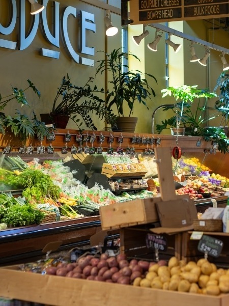 A view of the fresh, locally grown produce section inside Nature's Oasis organic market in Durango, Colorado.