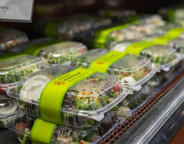 Fresh salads and prepared deli items at a natural grocery store in Durango.