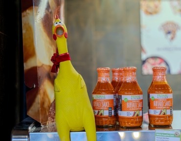 Freshly cut hormone-free and antibiotic-free meats including local poultry at the butcher counter.